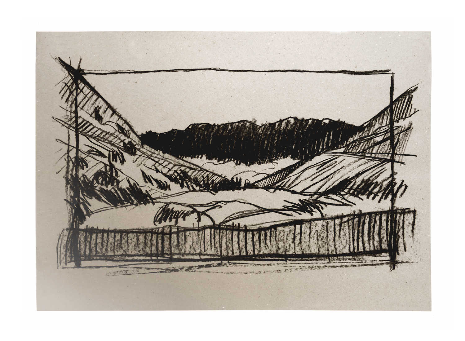 Dessin d’atelier – 2 PAYSAGES AU FUSAIN